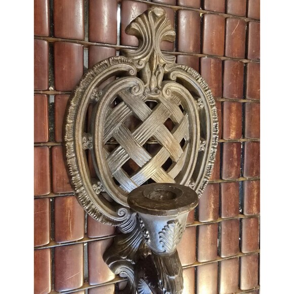 Vintage 1959 Ornate Wall Sconce Candle Holder Hollywood Regency Multi Prod Inc - Picture 7 of 9